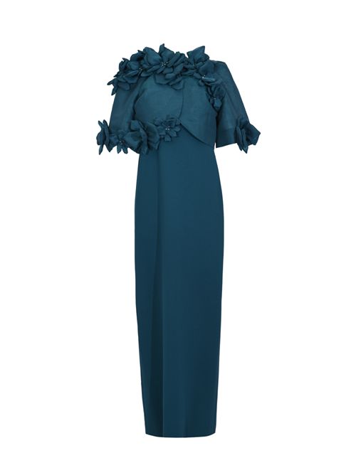 Abito con copertura Naueen 99134 in crepe e organza TARIK EDIZ | 99134ATLANTIC BLUE